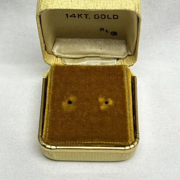 Vintage Jewelry Box For Earrings Branded 14KT. Gold RL Nostalgic Unique Gift Box - Picture 6 of 9